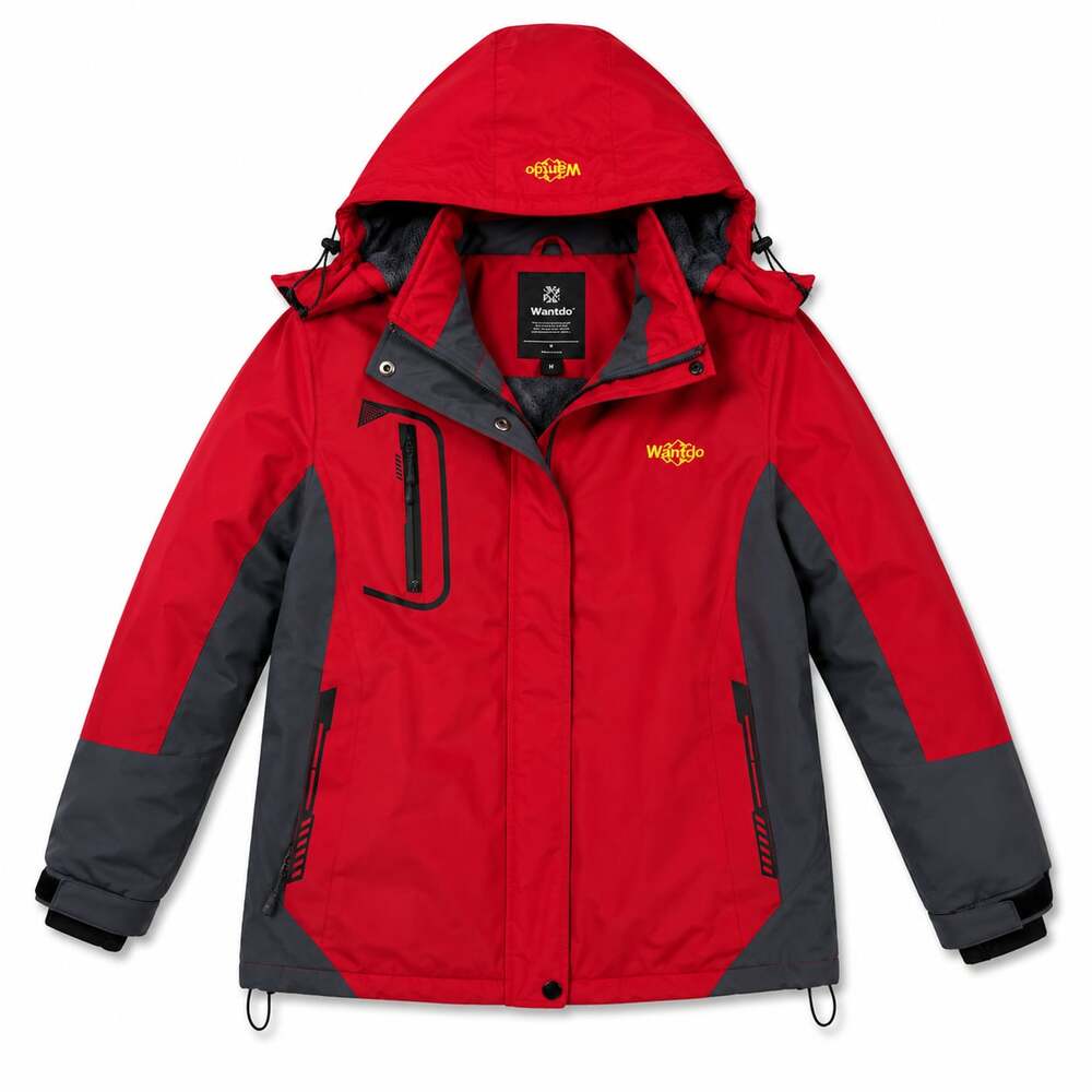 Wantdo Men's Waterproof Insulated Ski Snow Jacket with Detachable Hood